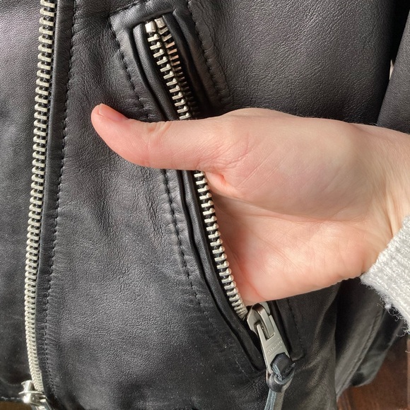 All Saints Luna Shearling Biker Jacket - Picture 10 of 15